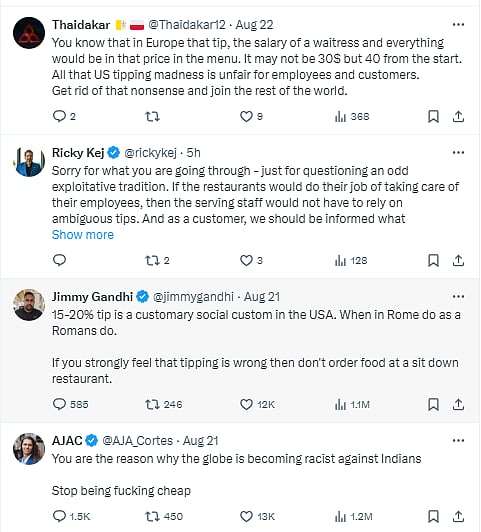 Screengrab of the comments on Sharma's post